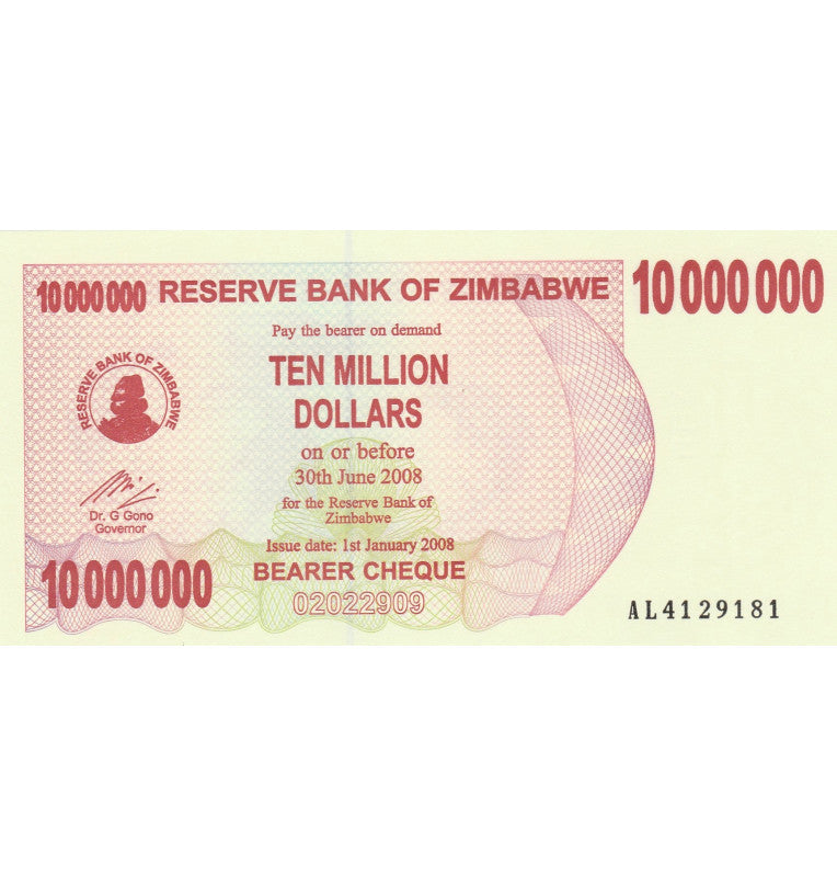 Zimbabwe $10,000,000 2008 Pick 55a